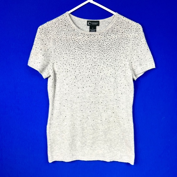 Bloomingdale's Sweaters - |•C BY BLOOMINGDALE'S•| 100% Cashmere Embellished  Short Sleeve Sweater
